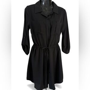 🌟 Sienna Sky Black Lined Button-Up Women Shirtdress Size M - NWT